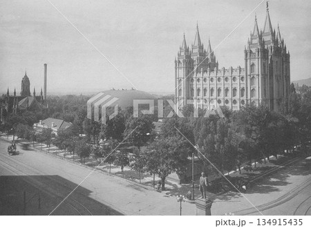 古写真 1916年 米国 ユタ州 ソルトレイク神殿 古写真 1916年 米国 ユタ州 ソルトレイク神殿 134915435