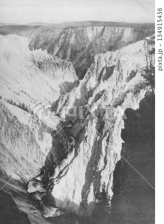 古写真　1916年　米国　ワイオミング州　イエローストーン国立公園のパノラマ 134915436