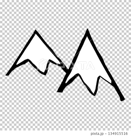 【線画】デザイン素材・飾りパーツ　背景に使える山のシルエット 134915516