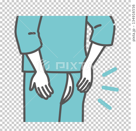 Illustration of the slit part of a colonoscopy gown (close-up) 134916556