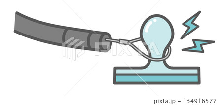 ポリープ切除時の通電(高周波電流で焼き切る)のイラスト ポリープ切除時の通電(高周波電流で焼き切る)のイラスト 134916577