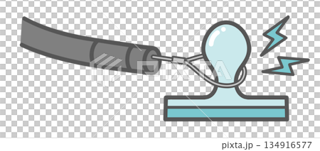 ポリープ切除時の通電(高周波電流で焼き切る)のイラスト ポリープ切除時の通電(高周波電流で焼き切る)のイラスト 134916577