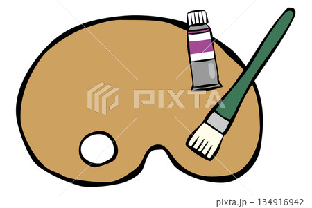 デザイン素材・飾りパーツ　絵の具と筆とパレット 134916942
