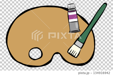 デザイン素材・飾りパーツ　絵の具と筆とパレット 134916942