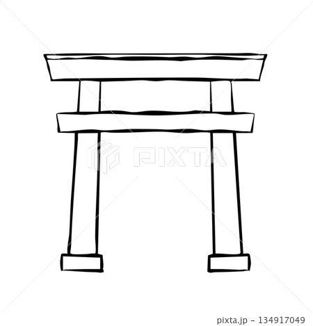 【線画】デザイン素材・飾りパーツ　神社の鳥居 134917049
