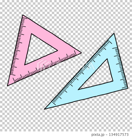 Hand-drawn simple triangular ruler set 134917573