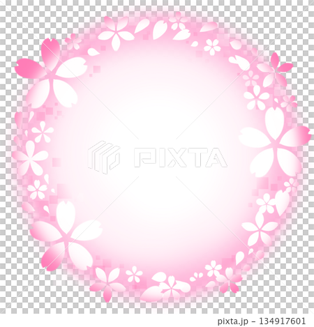 柔和的櫻花花瓣邊框/大量白色 134917601