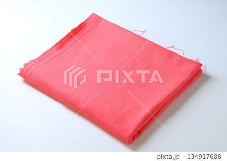 red texture of fabric textile on white background, object for fashion cloth design 134917688