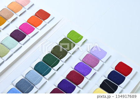 sample color shade of colorful fabric textile of clothing industry sample color shade of colorful fabric textile of clothing industry 134917689