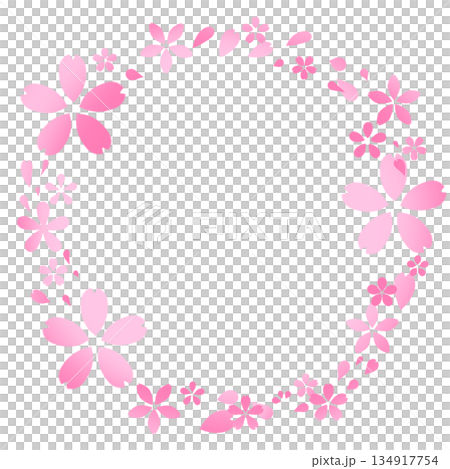 Pink cherry blossom round frame Pink cherry blossom round frame 134917754