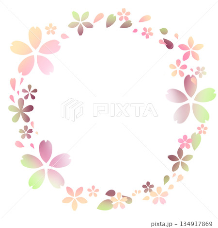 ふんわりした可愛い桜のフレーム／カラフル 134917869
