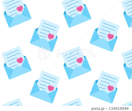 Letter in an envelope. Love message. Happy Valentine's day. Vector pattern in flat style Letter in an envelope. Love message. Happy Valentine's day. Vector pattern in flat style 134918094