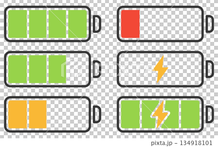 電池和電池標記扁平圖示集 134918101