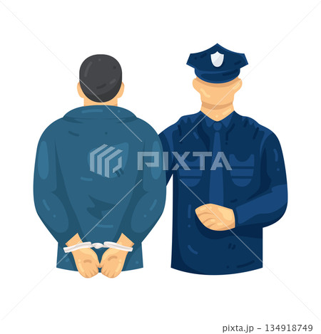 Illustration of police officer arresting a suspect 134918749