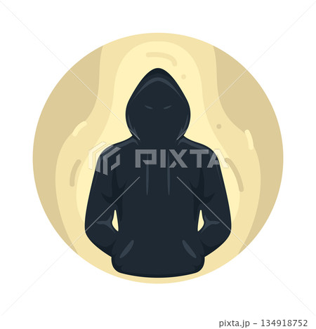 Illustration of hooded person Illustration of hooded person 134918752