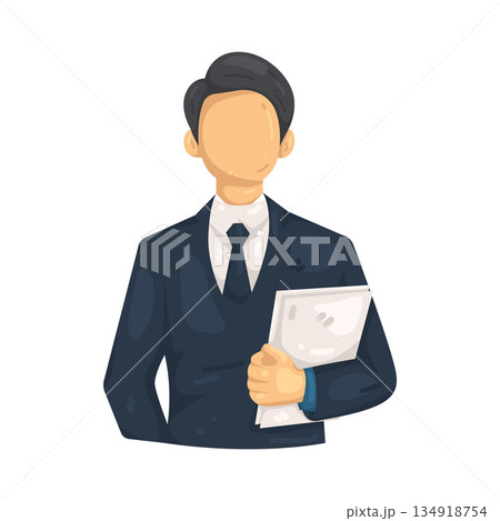 Illustration of lawyer holding document  134918754