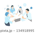 オフィスでミーティングするビジネスパーソンービジネスチームのスタートアップイラスト素材 134918995