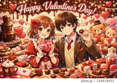 バレンタインイメージ　バレンタインデー　カップル 134919433