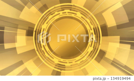 近未来的サイバー背景　抽象的デジタル　金色ゴールド　黄色　茶色 134919494