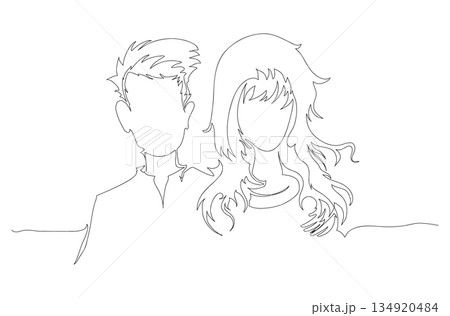 Continuous One Line Drawing of Couple Relationship Concept eps10 134920484