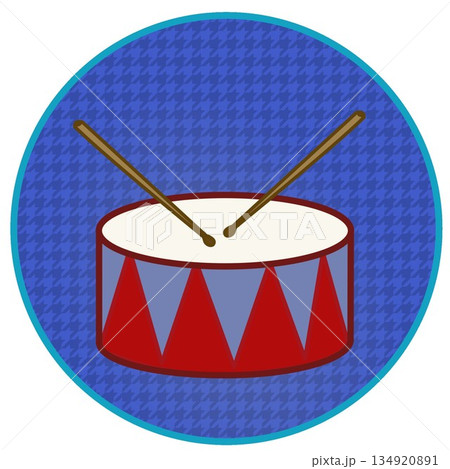 円形背景のついたドラムのイラスト 134920891
