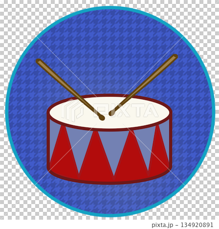 円形背景のついたドラムのイラスト 134920891