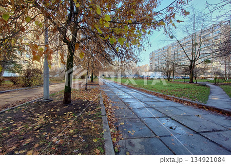 Pedestrian alley on a autumn sunny warm day Pedestrian alley on a autumn sunny warm day 134921084