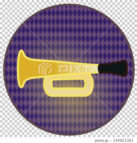 Illustration of a trumpet with a circular background 134921361
