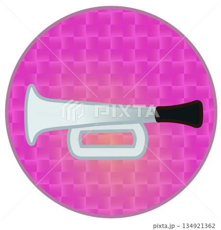 円形背景のついたラッパのイラスト 円形背景のついたラッパのイラスト 134921362