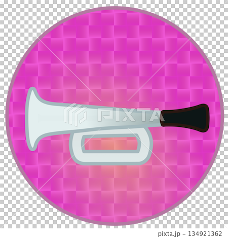Illustration of a trumpet with a circular background Illustration of a trumpet with a circular background 134921362