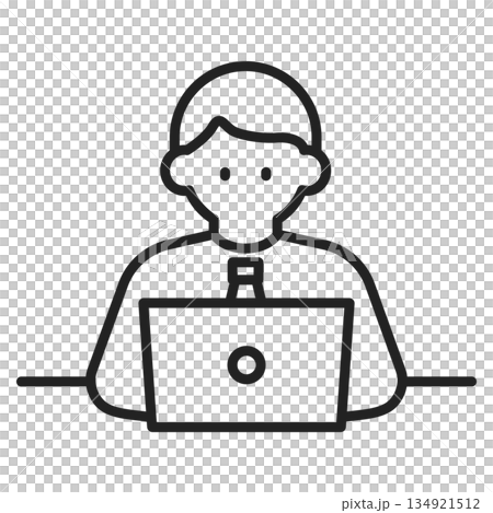 一位商務人士正在操作筆記型電腦的插圖 134921512