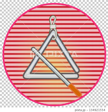 円形背景のついた楽器トライアングルのイラスト 134921554