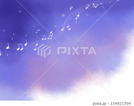 雲に流れる音符背景 134921704