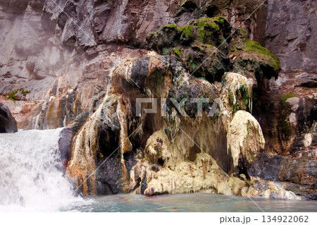 日光市　湯沢噴泉塔　温泉の析出物 134922062