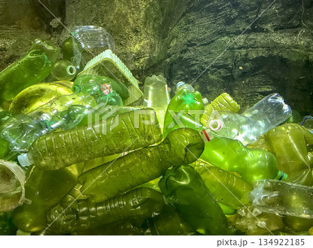 bottom of the sea contaminated by bottles, bags and other plastic materials bottom of the sea contaminated by bottles, bags and other plastic materials 134922185