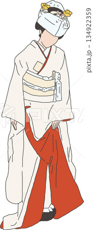 角隠しと白無垢を着た花嫁・女性 134922359