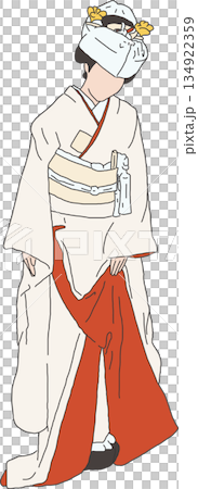 角隠しと白無垢を着た花嫁・女性 134922359