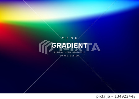 Abstract vector background with horizontal multicolored mesh gradient. Colorful digital illustration with vibrant light effects and smooth transitions for futuristic web banners and posters. 134922448