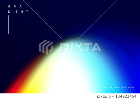 Abstract digital mesh gradient background with vibrant colorful light effects. Modern vector illustration for futuristic web design, tech banners and creative minimal posters. 134922454