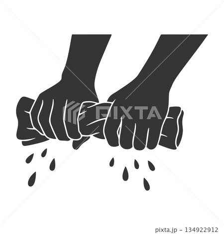 雑巾を絞る手のシルエットアイコン 134922912