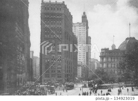 古写真　1916年　米国　ニューヨーク　マンハッタンのニューヨークタイムズビル 134923019