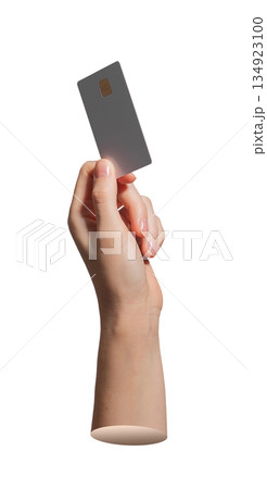 Close up of a chip card in human fingers isolated on white.. Close up of a chip card in human fingers isolated on white.. 134923100