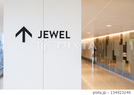 Jewel at Changi Airport in Singapore showcasing modern architecture and sleek design in a bright, spacious environment 134923240