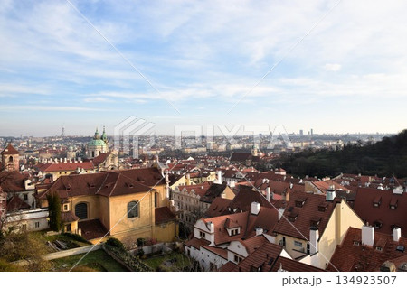 エストニアの首都タリンの美しい旧市街 赤い屋根と中世の塔が並ぶ世界遺産の街並みを展望台から望む風景 134923507