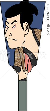 疑似東洲斎写楽の三代目大谷鬼次の江戸兵衛の浮世絵で模した著名人・有名人の変わり羽子板 134923584