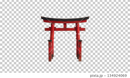 Antique Japanese Torii Shrine Gate Miniature Isolated on White Background 134924069