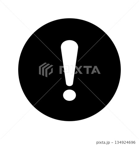 黒い丸に白い感嘆符が描かれたシンプルな警告アイコン 134924696