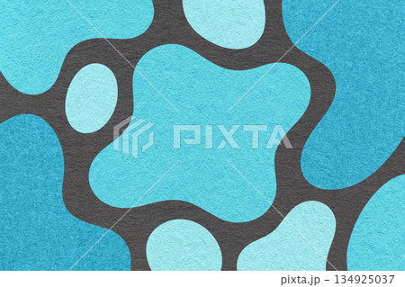 Abstract blue, turquoise and black background with amorphous shapes and spots, paper texture in flat organic design 134925037