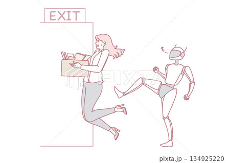 Robot kick employee out of office 134925220