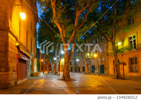 Quiet Street at Night in Aix en Provence, France 134926012